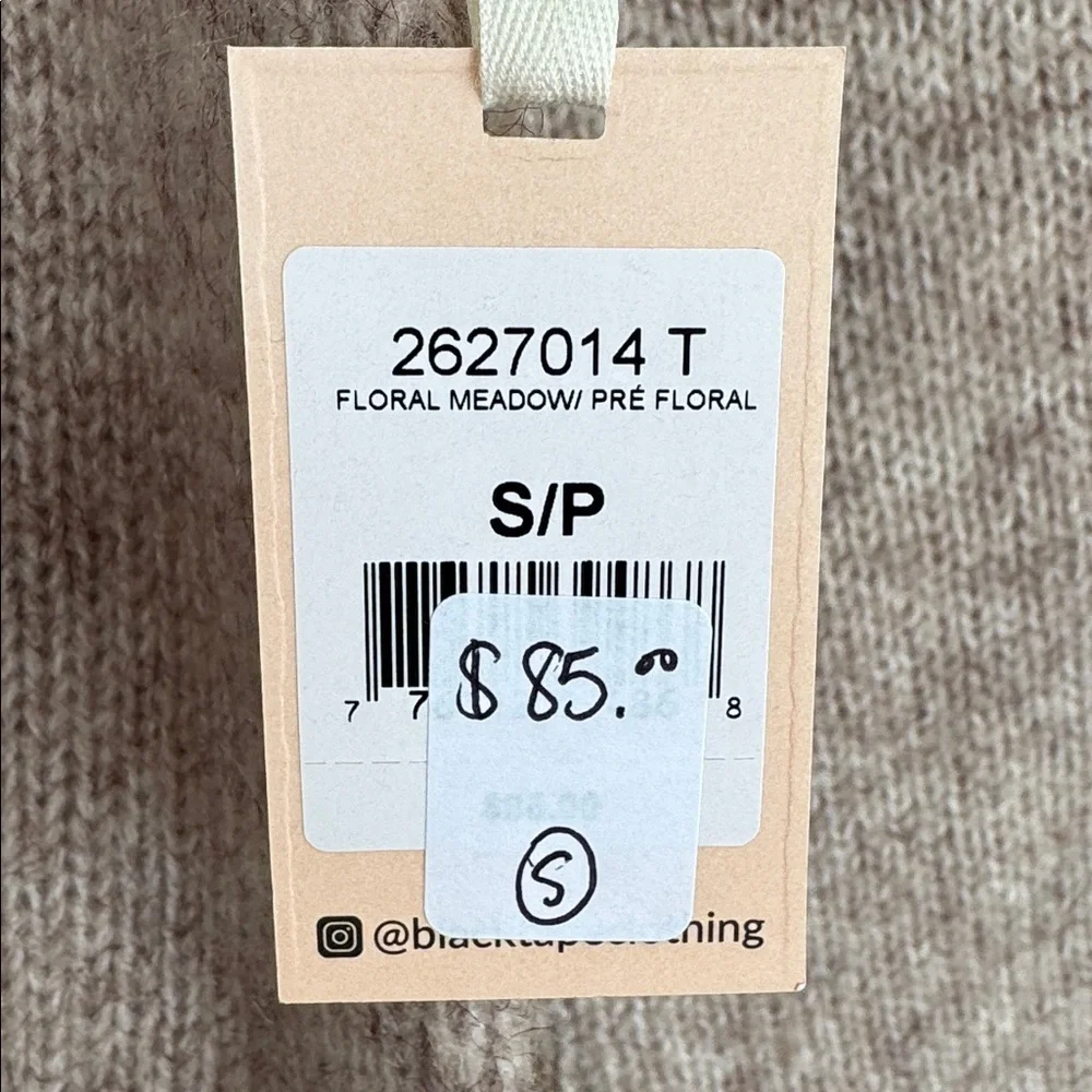 New Black Tape Taupe Sweater with Embroidered Floral Accents - Picture 4 of 5